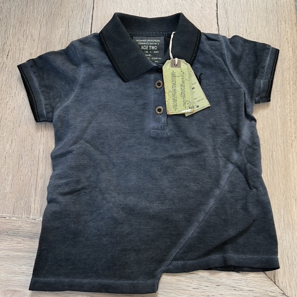 Allsaints Spitalfield ToddlerAge 2 pique ombré polo w/metal buttons/seams detail